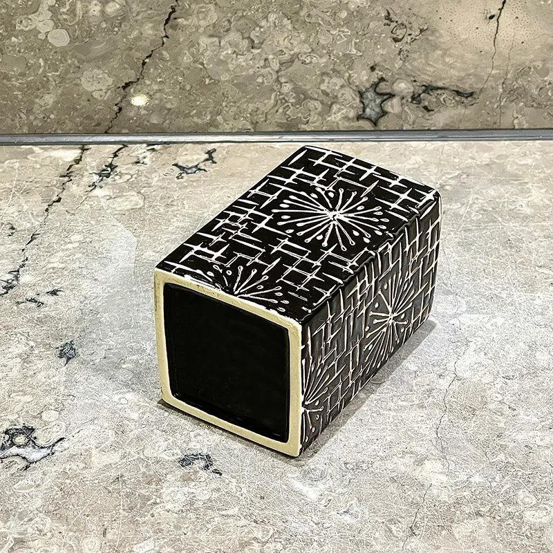 Bulk Square Black Ceramic Bathroom Tumbler