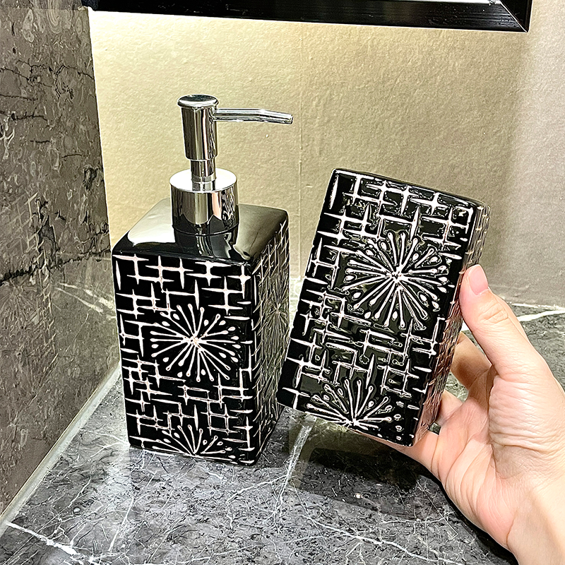 Bulk Square Black Ceramic Bathroom Tumbler