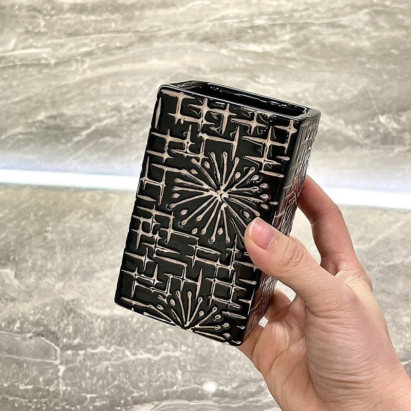 Bulk Square Black Ceramic Bathroom Tumbler