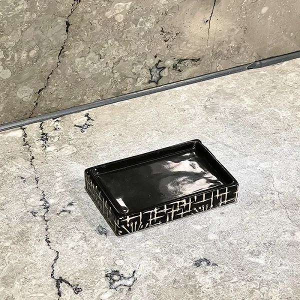 Bulk Square Black Ceramic Soap Dish