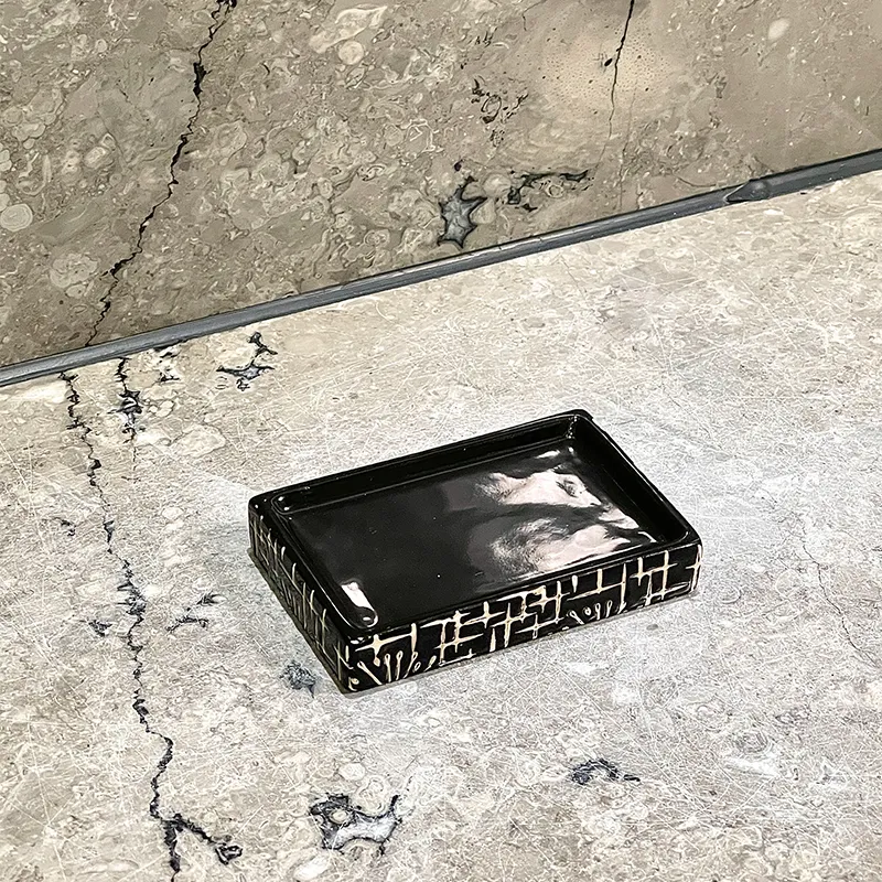 Bulk Square Black Ceramic Soap Dish