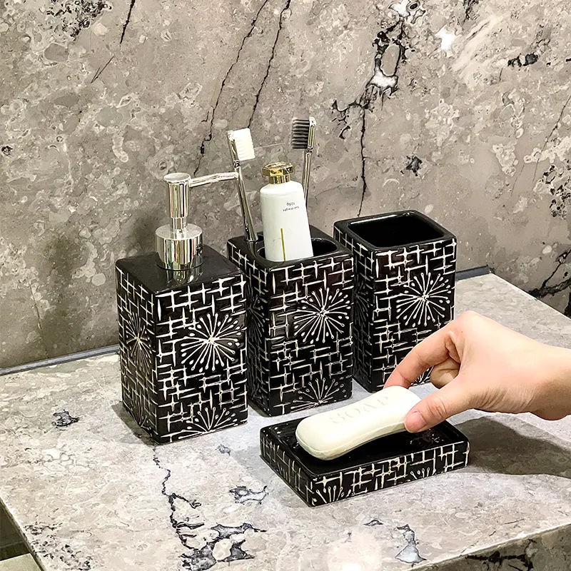 Bulk Square Black Ceramic Soap Dish