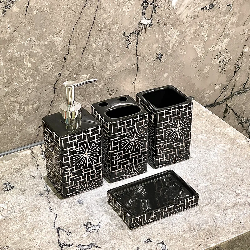 Bulk Square Black Ceramic Soap Dispenser