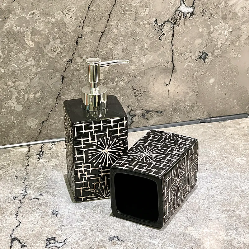 Bulk Square Black Ceramic Soap Dispenser