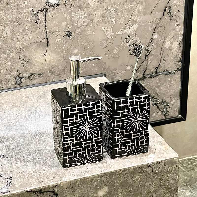 Bulk Square Black Ceramic Soap Dispenser