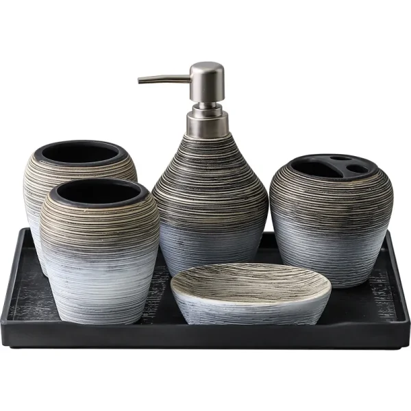 Ceramic 5 Piece Bathroom Set Wholesale (5)