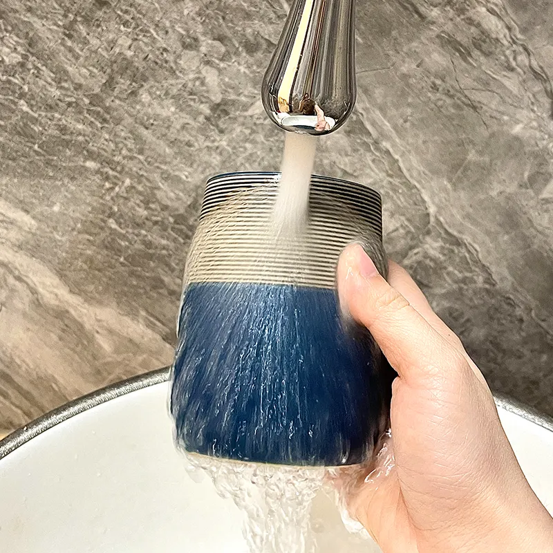 Custom Blue Ceramic Bathroom Tumbler