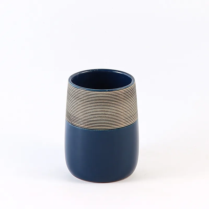 Custom Blue Ceramic Bathroom Tumbler