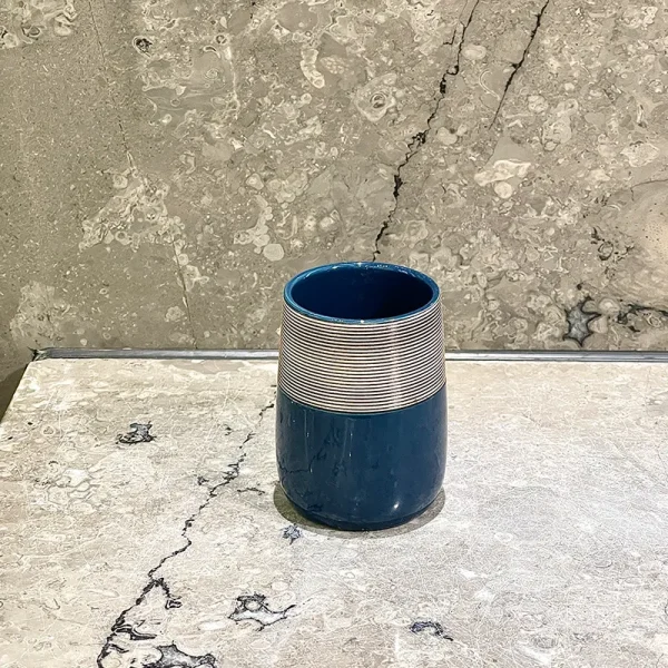 Custom Blue Ceramic Bathroom Tumbler