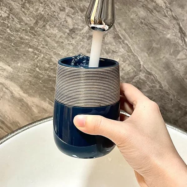 Custom Blue Ceramic Bathroom Tumbler