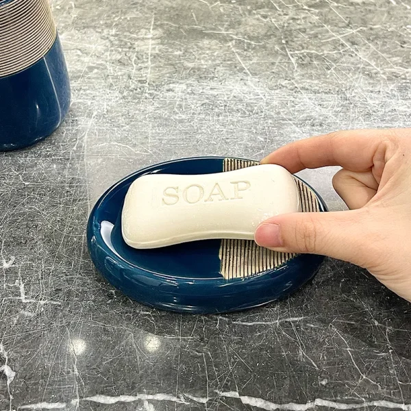 Custom Blue Ceramic Soap Dish