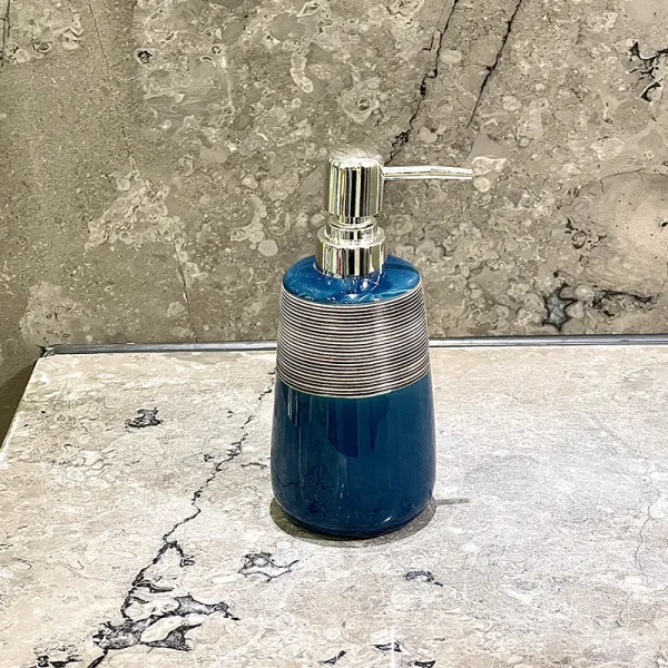 Custom Blue Ceramic Soap Dispenser