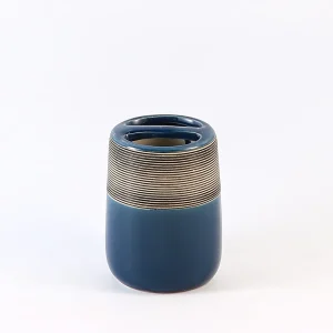 Custom Blue Ceramic Toothbrush Holder