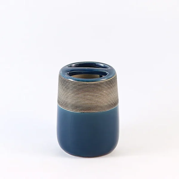 Custom Blue Ceramic Toothbrush Holder