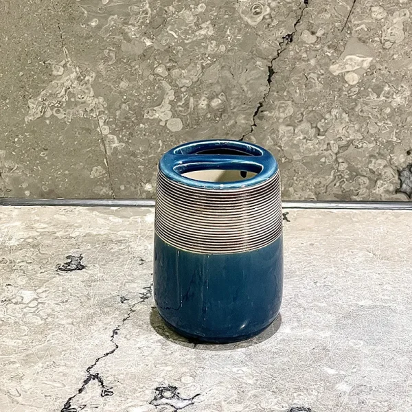 Custom Blue Ceramic Toothbrush Holder