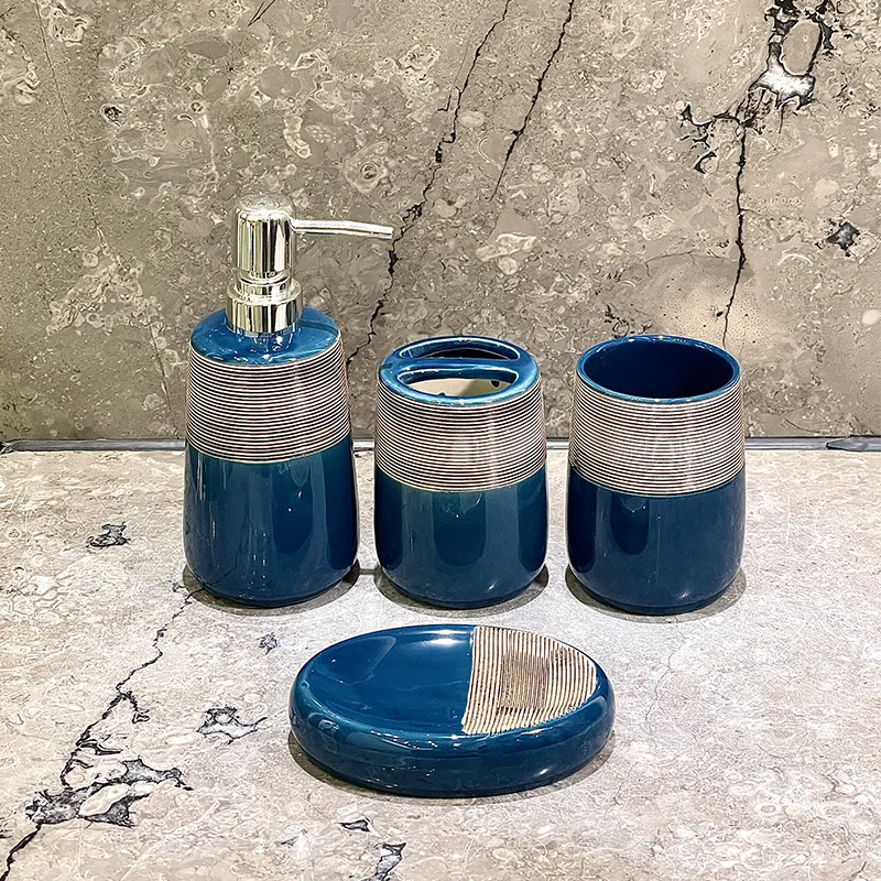 Custom Blue Ceramic Toothbrush Holder