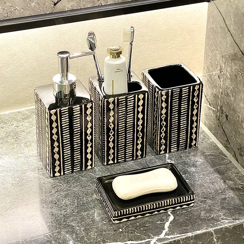Wholesale Black Ceramic Toothbrush Holder