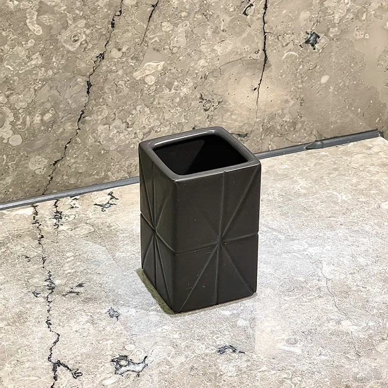Black Ceramic Bathroom Tumbler Wholesale