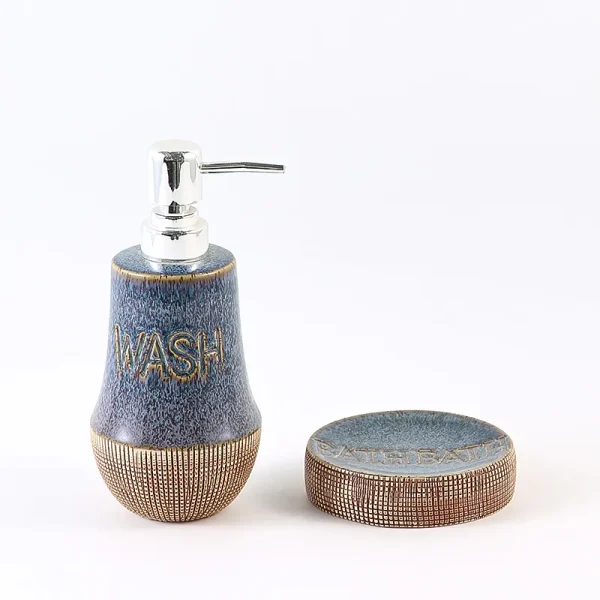 Blue And White Ceramic Soap Dispenser