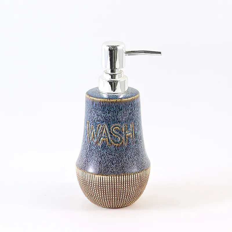 Blue And White Ceramic Soap Dispenser
