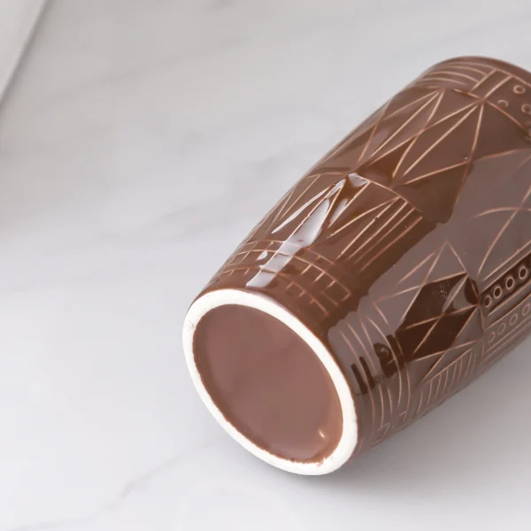 Bathroom Cup Wholesale Brown Geometric Ceramic Tumbler Cup OEM Supplier (5)