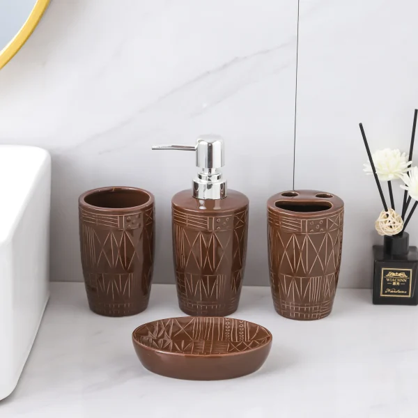 Bathroom Soap Dish Holder Wholesale OEM Brown Ceramic Dish (5)