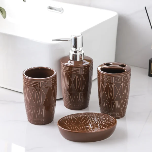 Bathroom Toothbrush Holders Bulk, Brown Ceramic Stand Supplier (3)
