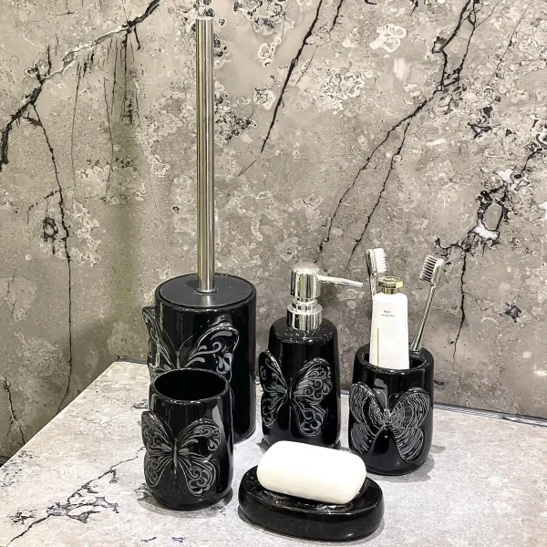 Black Ceramic Bathroom Accessories Set Wholesale