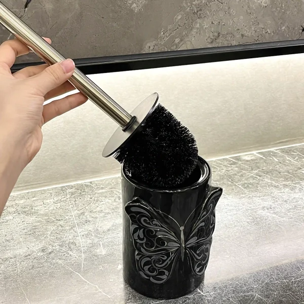 Black Ceramic Toilet Brush Holder Wholesale (2)