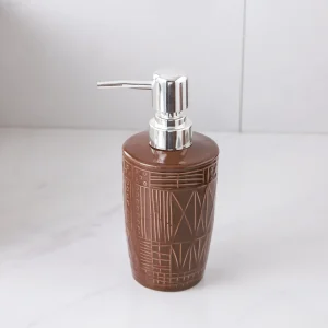 Custom Soap Dispenser Bottle, Brown Ceramic Lotion Dispenser Bulk (2)