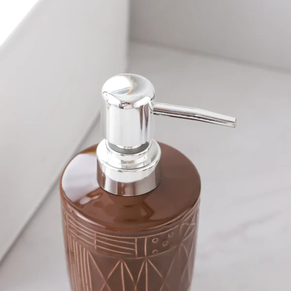 Custom Soap Dispenser Bottle, Brown Ceramic Lotion Dispenser Bulk (5)