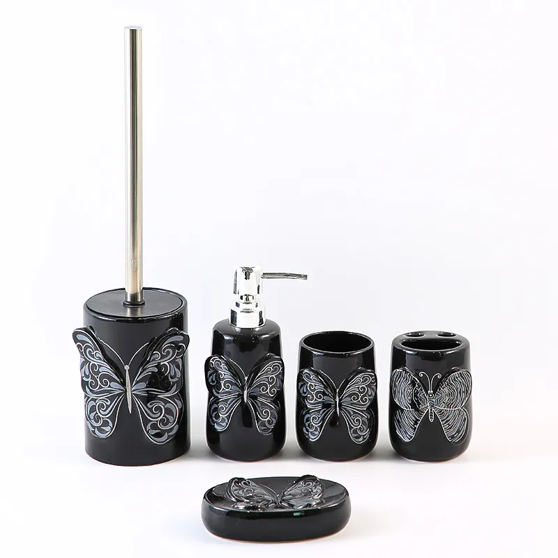OEM Black Butterfly Bathroom Set Wholesale (1)