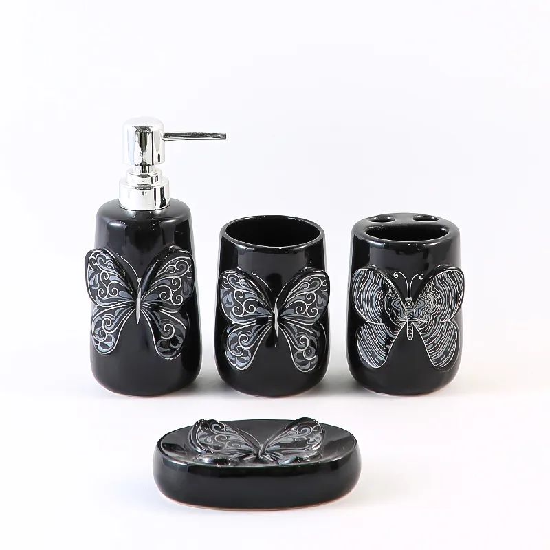 OEM Black Butterfly Bathroom Set Wholesale (2)
