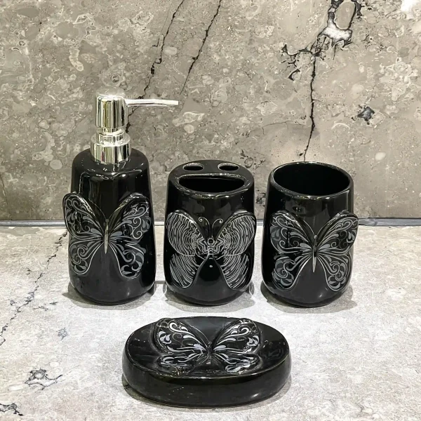 OEM Black Butterfly Bathroom Set Wholesale (3)