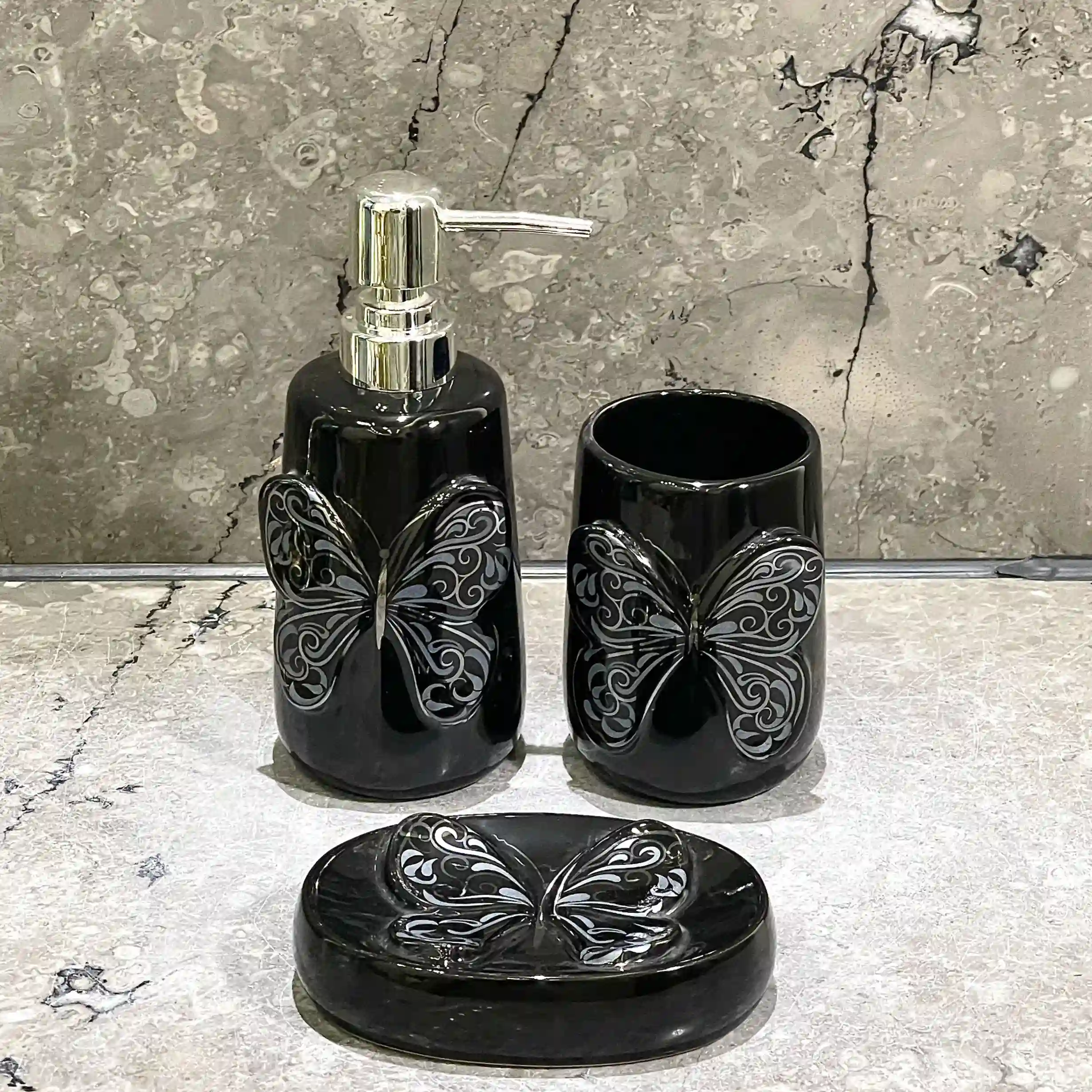 OEM Black Butterfly Bathroom Set Wholesale (4)