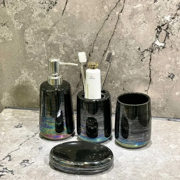 Custom 4 Piece Bath Accessory Set Wholesale Electroplated Ceramic Set (1)