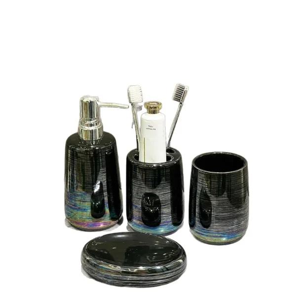 Custom 4 Piece Bath Accessory Set Wholesale Electroplated Ceramic Set (2)