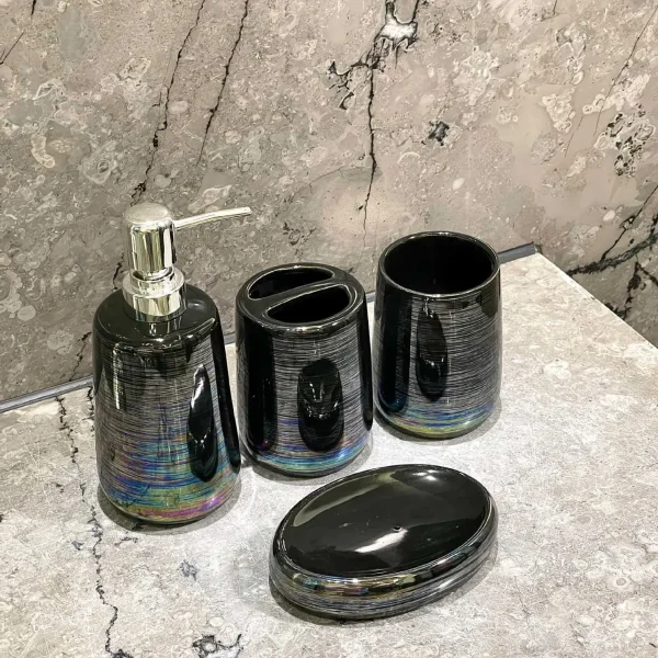 Custom 4 Piece Bath Accessory Set Wholesale Electroplated Ceramic Set (5)