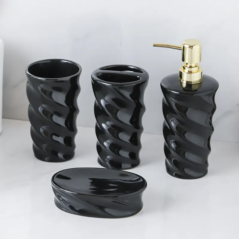 OEM Black Bathroom Accessories Set Supplier (1)