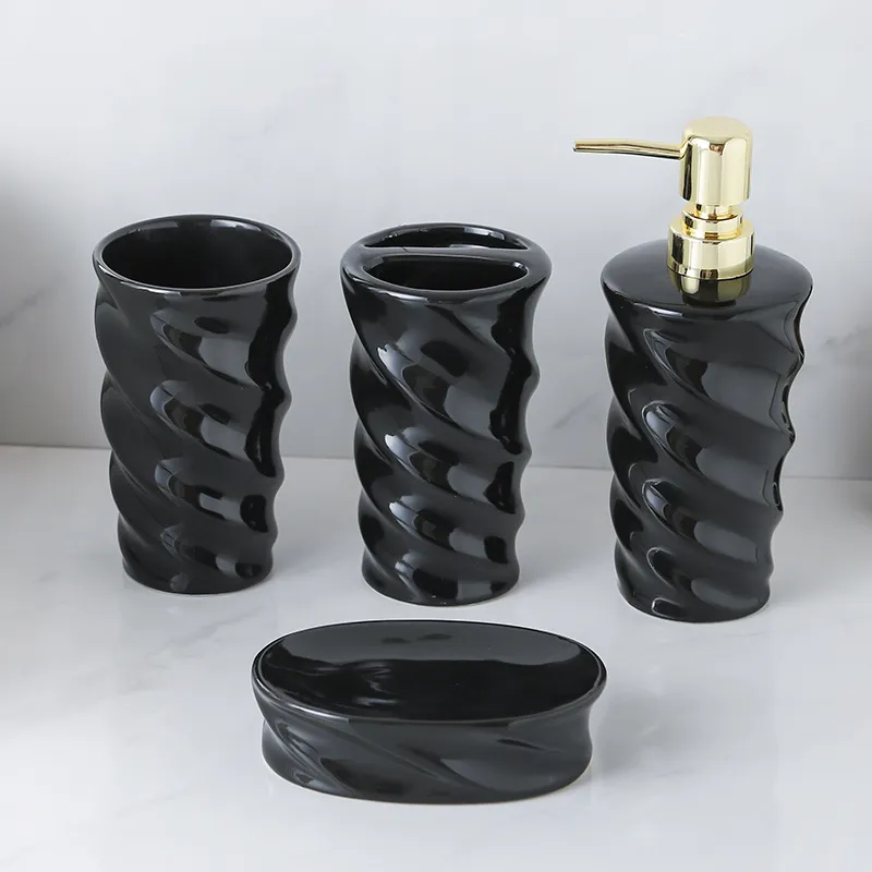 OEM Black Bathroom Accessories Set Supplier (3)