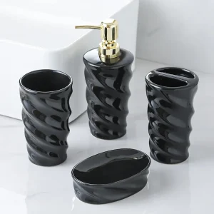 OEM Black Bathroom Accessories Set Supplier (4)
