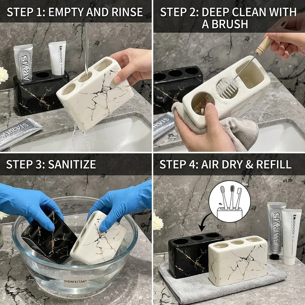 Step-by-Step Guide How to Clean & Disinfect a Ceramic Toothbrush Holder