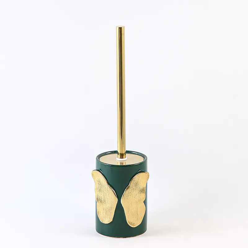 Wholesale Toilet Brush Set OEM Emerald Green Ceramic Bathroom Accessories (2)